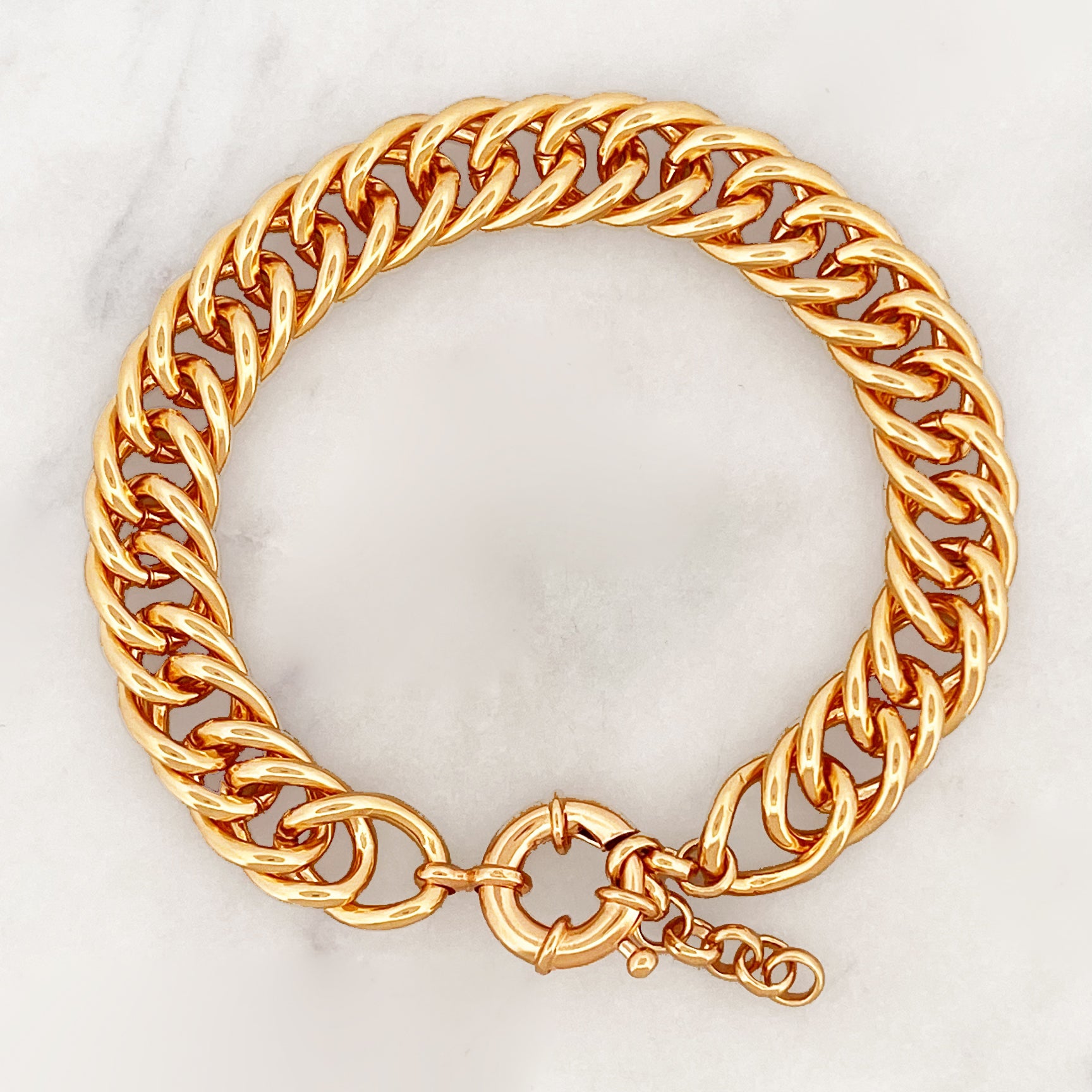 Heavy Big Gold Plated Cuban Curb Chain Link Men's Bracelet 24mm Wide  7.9-9.2